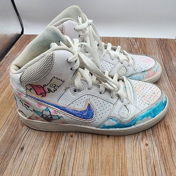 Nike Son Of Force AF1 Mid Custom Hand Painted Simpsons Sneakers Size 8 - Picture 1 of 11